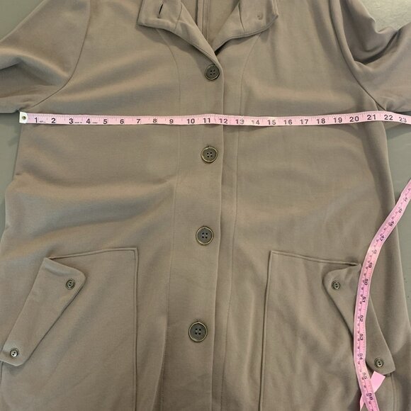 Focus Casual Life Womens L Jacket Cardigan Button Boho Taupe Lagenlook Relaxed - Picture 10 of 12